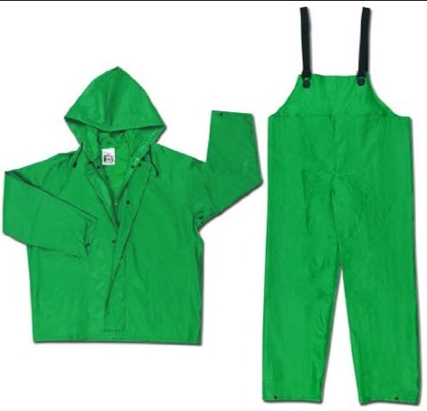 3882- Green Dominator Rainwear , .42mm, PVC/Poly/PVC, Suit, 2 pieces