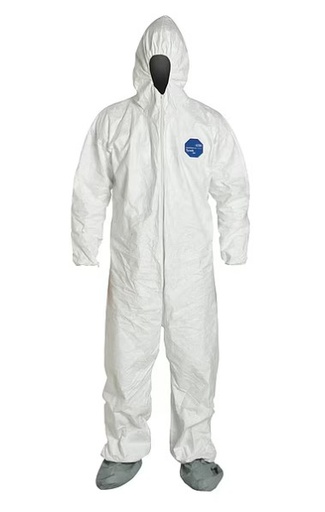[TY122SWH-3XL] Tyvek Coverall W/ Hood/ Skid-Resist Boot