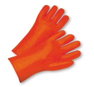 [1027OR] WEST CHESTER 12" SMOOTH ORANGE PVC, FOAM LINED, GAUNTLET - Orange - L