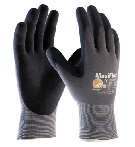 34-874-DOZEN MAXIFLEX ULTIMATE, 15G GRAY NYLON SHELL, BLACK NITRILE MICROFOAM GRIP - Gray