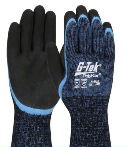 [41-8014/XL] G-TEK POLYKOR, 10G ACRYLIC SHELL,DD LATEX W/ MS GRIP, COATED THUMB, A4 - Blue - XL