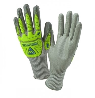 710HGUBHVG-PAIR G-TEK IMPACT, 10G GRAY HPPE W/ HV L1 TPR, GRAY POLYURETHANE GRIP, A4 - Gray