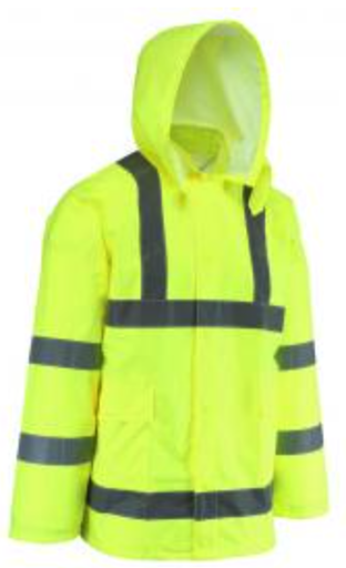 WEST CHESTER, HI-VIS LIME, RAIN JACKET, POLY/PU COATED, CLASS 3 - Hi-Vis Yellow