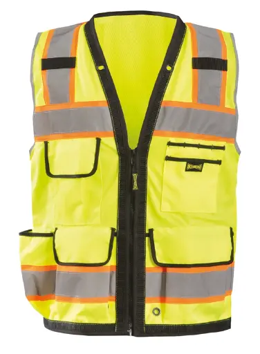 SOLID/MESH HEAVY DUTY TWO-TONE SURVEYOR VEST w/ZIPPER