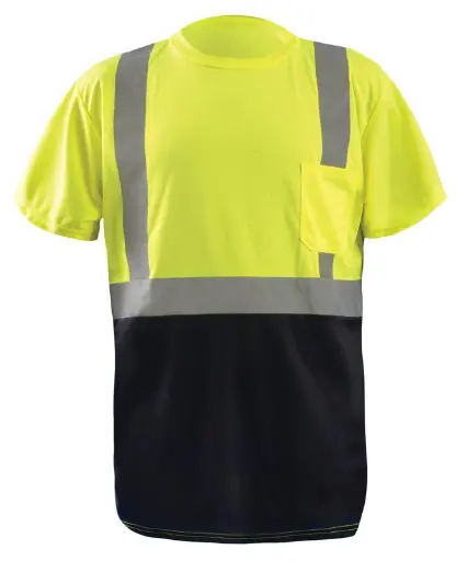 SHORT SLEEVE BLACK BOTTOM WICKING BIRDSEYE T-SHIRT w/POCKET