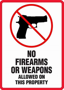 [M452P] NO FIREARMS OR WEAPONS ALLOWED ON THIS PROPERTY, 18X12, PS VINYL