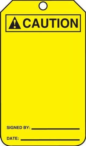 [MCGT201LCM] ANSI Caution Safety Tag: Blank - Signature - Date