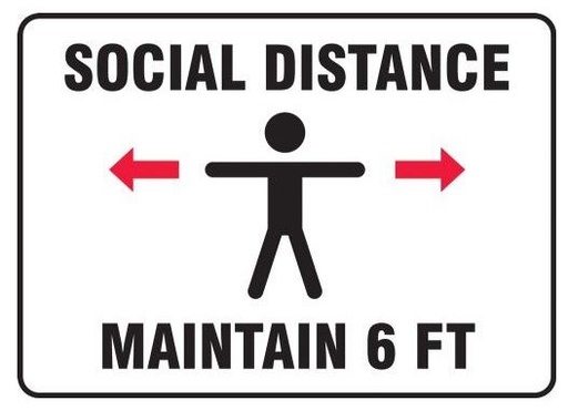 [MGNF540VA] Safety Sign: Social Distance Maintain 6 FT (One person image)