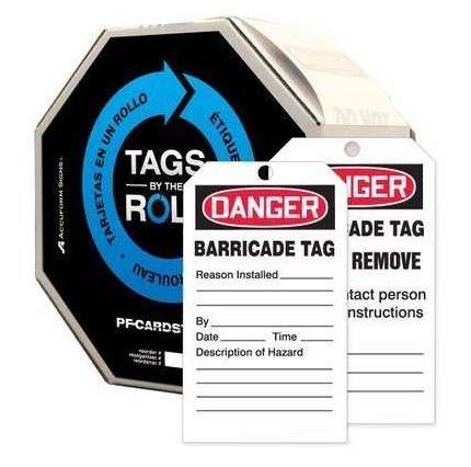 [TAR158] OSHA Danger Safety Tags: Tags By-The-Roll- Barricade Tag