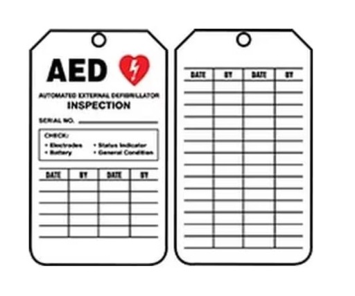 [TRS345CTP] AED Status Safety Tag: Automatic External Defibrillator Inspection