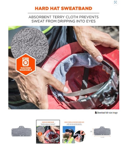 [12440] Hard Hat Sweatband Liner Terry Cloth - Gray (6609)