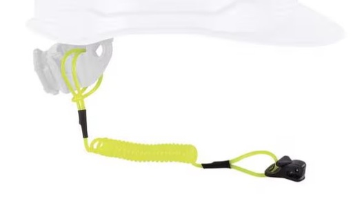[19159] Squids 3158 Coiled Hard Hat Lanyard with Clamp - 2lbs / 0.9kg Yellow