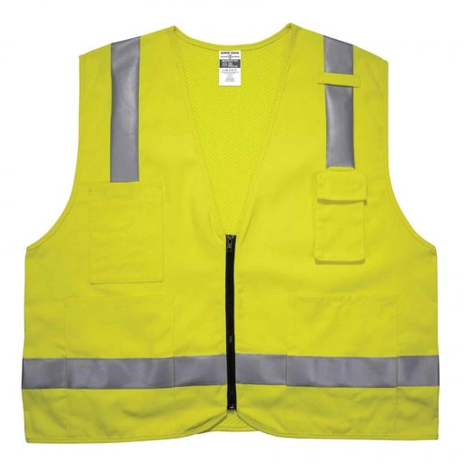 Class 2 FR Surveyor Vest - Zipper - Hi-Vis - Lime