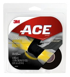 [7100207210] 207463 - ACE™ Sports Tape, 4-Pack, 207463, 1.5 in x 360 in (10 yd) in (3.81 cm x
9.14 m) Black Tape