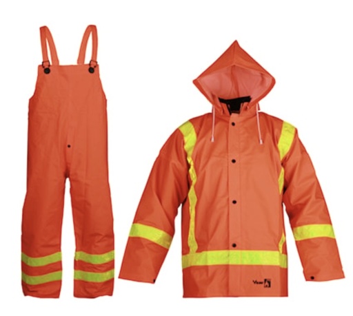 [2110FR] Viking® FR 30-piece Safety Suit - 2" Yellow Prism Reflective Tape - 0.35 mm FR Treated PVC / Polyester / PVC - Sandwich Construction - Fluorescent Orange