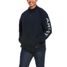[D-10027918-3XLT] Sweatshirt, FR, 1/4 zip, logo on sleeve