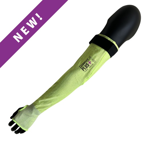 [14-606TVC] 18 Sleeve Gauge, 18'' ExtraFlex Plus® Hi Vis Engineered Liner With Thumbhole, V slot and Elastic Velcro, ANSI A6