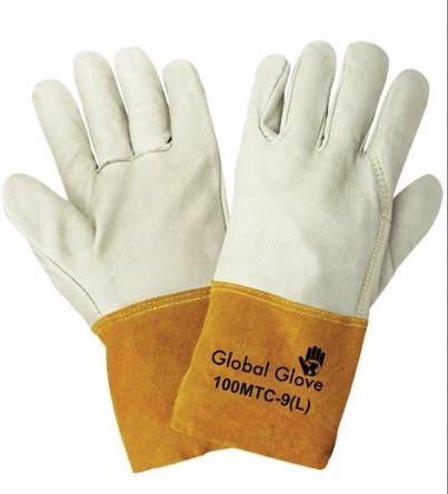 100MTC-DOZEN Premium cow grain Mig Tig welder, Aramid fiber sewn, wing thumb, 4" split gauntlet cuff.