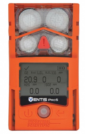 [VP5-K1B31101111] Ventis Pro5 Personal Gas Monitor, LEL (Pentane), CO, HCN, O2, Li-ion Battery, Desktop Charger, No Pump, Orange, UL/CSA, LENS Wireless, English