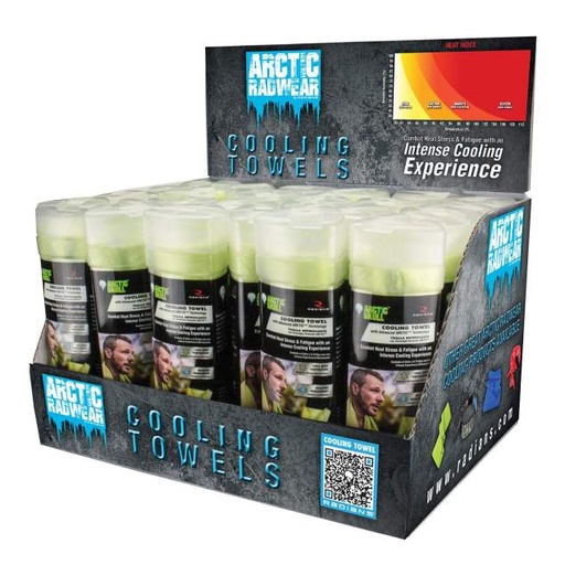 [RCS-CD2] Corrugated Counter Display with Header Graphic Cooling Towels - 24 Hi-Vis Lime