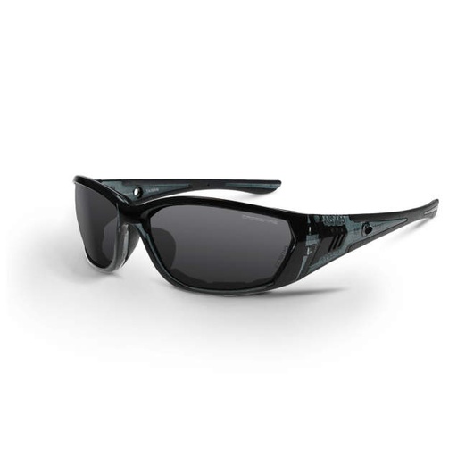 [3541] Glasses Optional Integral Strap Attachment • Dual Mold Rubber Temples • EVA Foam Liner • Meets ANSI Z87.1+ • 99.9% UV Protection Crystal Black Frame - Smoke Anti-Fog Lens