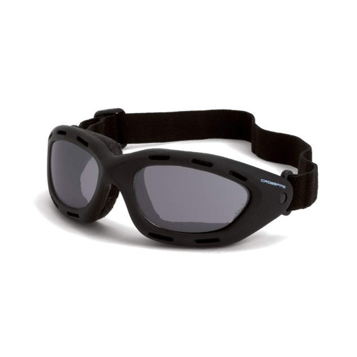 [91352 AF] Goggle Adjustable Headstrap • Open Cell Foam Liner • Meets ANSI Z87.1+ • 99.9% UV Protection Black Frame - Smoke Anti-Fog Lens