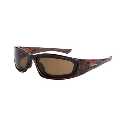 [24116 AF] Glasses Full Frame Design for Maximum Protection • Dual Mold Rubber Temple Grips for Better Stability Crystal Brown Frame - HD Brown Anti-Fog Lens