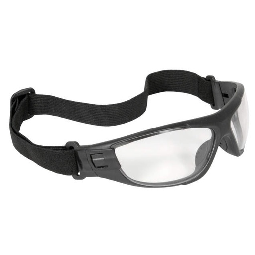 [CT1-11] 4-in-1 Safety Eyewear • Adjustable Headstrap • Snap-in Temples • Removable Foam Padding • ANSI Z87.1+ • 99.9% UV Black Frame - Clear Anti-Fog Lens