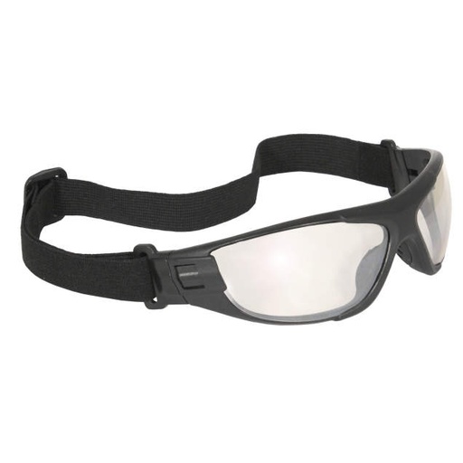 [CT1-91] 4-in-1 Safety Eyewear • Adjustable Headstrap • Snap-in Temples • Removable Foam Padding • ANSI Z87.1+ • 99.9% UV Black Frame - Indoor/Outdoor Anti-Fog Lens
