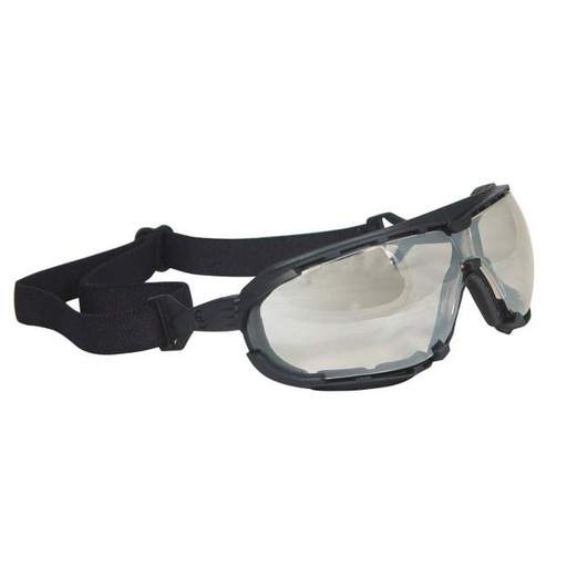 [DG1-91] Goggle Closed Cell Foam Lining with Adjustable Headstrap • Snap-In Adjustable Temples Included Black Frame - Indoor/Outdoor Anti-Fog Lens