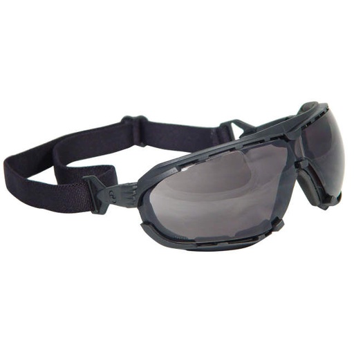 [DG1-21] Goggle Closed Cell Foam Lining with Adjustable Headstrap • Snap-In Adjustable Temples Included Black Frame - Smoke Anti-Fog Lens
