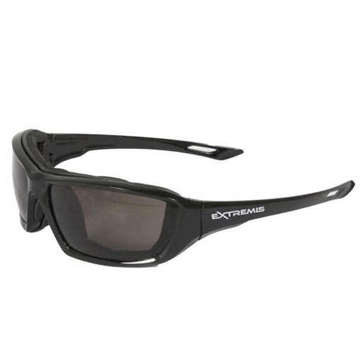 [XT1-21] Glasses Foam Lined Frame • Full Frame with Polycarbonate Lens • Rubber Nosepads • Meets ANSI Z87.1+ • 99.9% UV Protection Black Frame - Smoke Lens