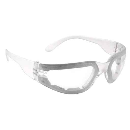 [MRF111ID] Glasses Foam Lined • Lightweight, Full Wraparound Frame • Meets ANSI Z87.1+ • 99.9% UV Protection Clear Frame - Clear Anti-Fog Lens