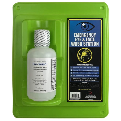 [REW32D] Mounts to Wall • Mounting Screws Included • Bottles Dated for Freshness • Available with One or Two 16 or 32 oz Bottles Double Bottle Eyewash Station - 32 oz Bottles