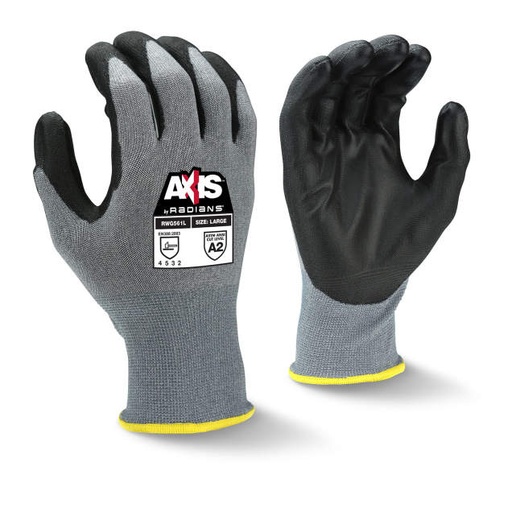 [RWG561XXL] Glove ANSI Cut Level A2 • 18 Gauge Gray HPPE Shell • Black PU Palm Coating • EN388: 3 X 4 1 B Size XXL