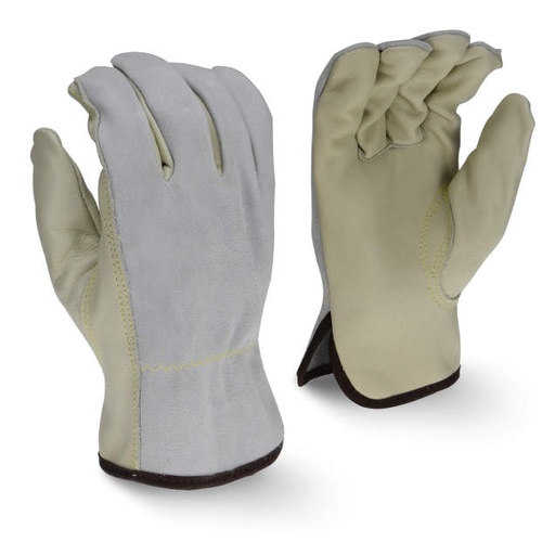 [RWG4421M] Glove Premium Grain Cowhide Leather • Kevlar Sewn • Grey Split Back • Keystone Thumb Size M