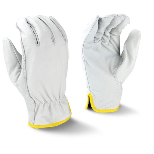 [RWG4710L] Glove Economy Grain Goatskin Leather Driver • Keystone Thumb • Shirred Back, Cloth Hem Size L