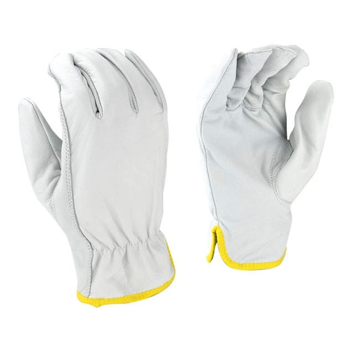 [RWG4742M] Glove Premium grain goatskin leather driver • Keystone thumb • Shirred wrist • Color-coded cloth hem Size M