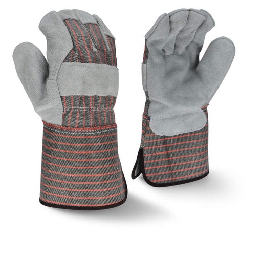 [RWG3103GL] Glove Economy Shoulder Gray Split Cowhide - Rubberized Gauntlet Cuff Size L