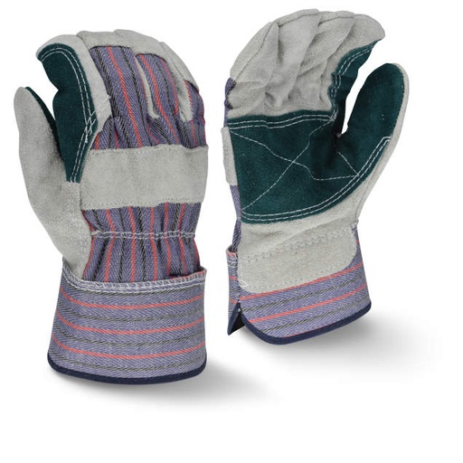 [RWG3200DPXL] Glove Regular Shoulder Gray Split Cowhide Double Leather Plam • Rubberized Safety Cuff Size XL