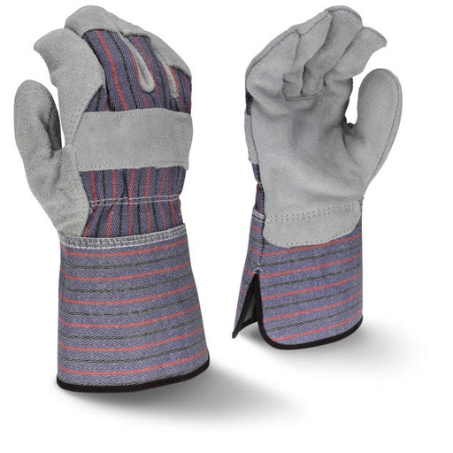 [RWG3200GL] Glove Regular Shoulder Gray Split Cowhide - Rubberized Gauntlet Size L