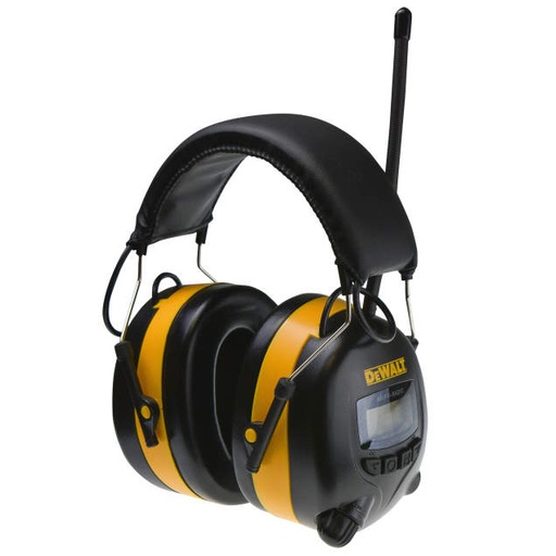 [DPG15] NRR 25 • Digital AM/FM Radio Tuning w/ LCD Display • 8 Radio Presets/Band • Use w/ any Audio Playing Device • 3.5mm Auxiliary Plug Included Digital AM/FM Hearing Protection