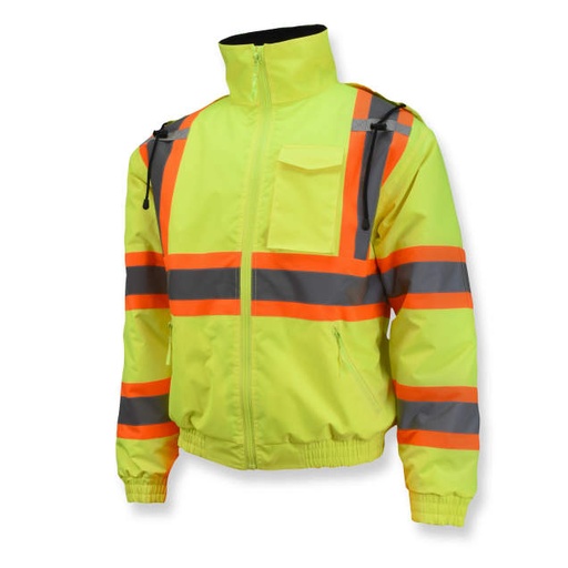 [SJ11QX-3ZGS-2X] Jacket Polyester Outer Shell • Quilted Lining • Snap Storm Front • CSA Z96 Class 2 Level 2 • WorkSafe BC PPE-2 Type 1 • ANSI/ISEA 107 Type R Class 3 Hi-Vis Green - Size 2X