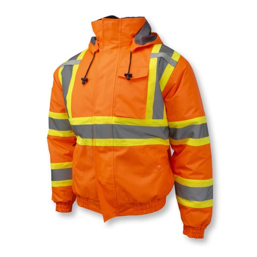 [SJ11QX-3ZOS-5X] Jacket Polyester Outer Shell • Quilted Lining • Snap Storm Front • CSA Z96 Class 2 Level 2 • WorkSafe BC PPE-2 Type 1 • ANSI/ISEA 107 Type R Class 3 Hi-Vis Orange - Size 5X