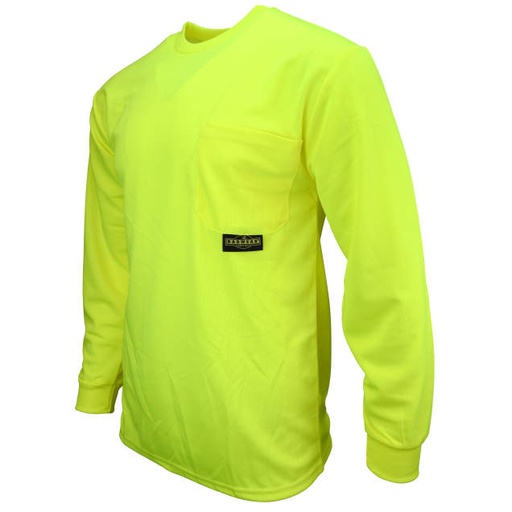 [ST21-NPGS-M] Max-Dri Moisture Wicking Long Sleeve T-Shirt • No Reflective Tape • Chest Pocket • Does NOT Meet ANSI/ISEA Hi-Vis Green - Size M