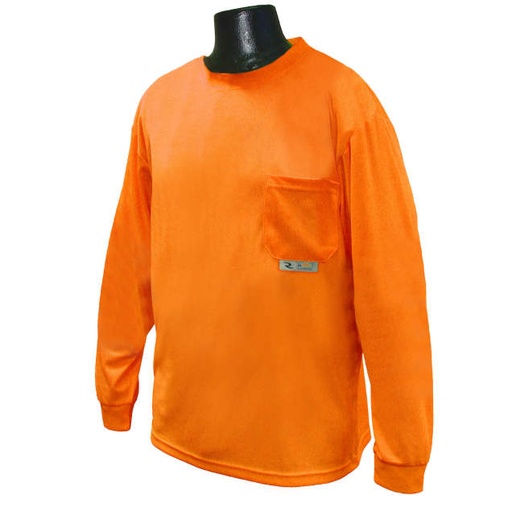 [ST21-NPOS-L] Max-Dri Moisture Wicking Long Sleeve T-Shirt • No Reflective Tape • Chest Pocket • Does NOT Meet ANSI/ISEA Hi-Vis Orange - Size L