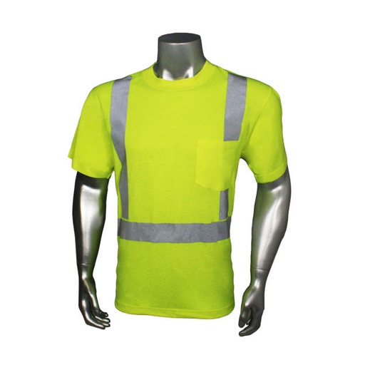 [LHV-TS-P-2XL] Hydrowick Lime T-Shirt • 2" 3M™ Silver Reflective w/Pocket • ANSI/ISEA 107 Type R Class 2 Hi-Vis Green - Size 2XL