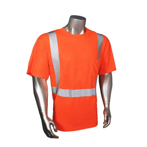 [HV-TS-P-XL] Hydrowick Lime T-Shirt • 2" 3M™ Silver Reflective w/Pocket • ANSI/ISEA 107 Type R Class 2 Hi-Vis Orange - Size XL