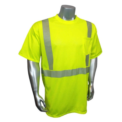 [LHV-XTS-AR-P-2XL] Original BreezeLite Mesh T-Shirt • 3M™ Comfort Trim Reflective w/Pocket • ANSI/ISEA 107 Type R Class 2 Hi-Vis Green - Size 2XL