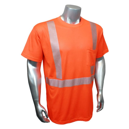[HV-XTS-AR-P-M] Original BreezeLite Mesh T-Shirt • 3M™ Comfort Trim Reflective w/Pocket • ANSI/ISEA 107 Type R Class 2 Hi-Vis Orange - Size M
